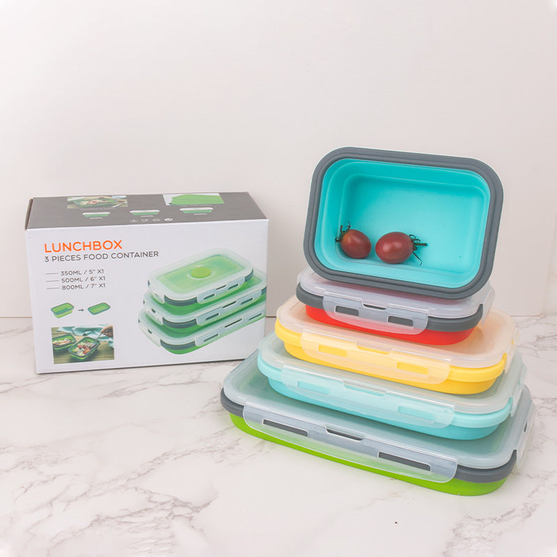 Foldable silicone lunch boxes
