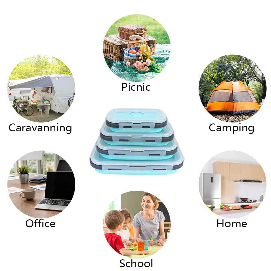 Foldable silicone lunch boxes