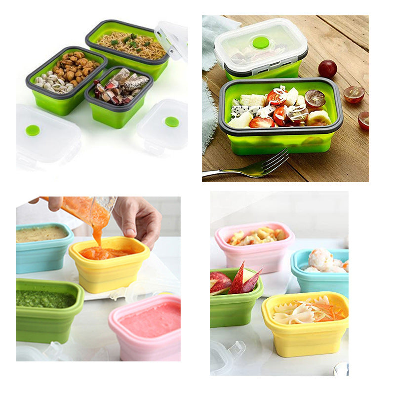 Foldable silicone lunch boxes